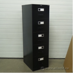 Global Black 5 Drawer Vertical File Cabinet, Locking